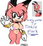  amy_rose anthro areola big_breeasts bracelet clothing eulipotyphlan eyelashes fake_ears fake_rabbit_ears female fur genitals gloves green_eyes handwear head_tuft hedgehog hi_res jewelry looking_at_viewer mammal mawstrife navel nipples nude pink_areola pink_body pink_fur pink_nipples pussy sega simple_background smile solo sonic_the_hedgehog_(series) text thick_thighs tuft white_background white_clothing white_gloves white_handwear wide_hips 