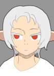  absurdres artist_request colored_lineart elf expressionless grey_background highres mushoku_tensei non-web_source pointy_ears red_eyes shirt source_request sylphiette_(mushoku_tensei) white_hair white_shirt 