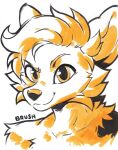  anthro blonde_hair brush_(here2express) canid canine canis coffeeclaws corsac_fox eyebrows fox fur hair looking_at_viewer mammal sketch_page smile smiling_at_viewer smirk smirking_at_viewer yellow_body yellow_fur 