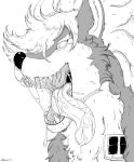  2020 anthro bodily_fluids bust_portrait canid canine canis drooling duel_monster fangs folgo_justice_fur_hire fur hi_res looking_at_viewer male mammal marcushunter monochrome mouth_shot open_mouth portrait saliva saliva_on_tongue saliva_string signature solo teeth tongue tongue_out wolf yu-gi-oh! 