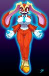  2023 absurd_res anthro big_breasts blue_necktie boo_(sonic) bottomwear breasts clothing cream_the_rabbit dipstick_ears eyelashes female floppy_ears footwear gloves handwear hi_res lagomorph leporid long_ears looking_at_viewer mammal multicolored_ears naaraskettu necktie pants possesed possession rabbit red_eyes sega shirt solo sonic_the_hedgehog_(series) thigh_gap topwear 