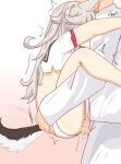  1boy 1girl animal_ears ass azur_lane clothed_sex crop_top cum cum_in_pussy cum_overflow cumdrip dog_girl grey_hair in_heat no_pants panties sbeve2004 sex shaking shirt suspended_congress tail underwear vaginal white_shirt wolf_ears wolf_girl wolf_tail yuudachi_(azur_lane) 