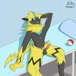  absurd_res anthro balls erection generation_7_pokemon genitals hi_res legendary_pokemon male nikomeow nintendo pokeball pokemon pokemon_(species) solo zeraora 