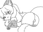  anthro averi_(fiddleafox) bent_over canid canine dipstick_tail female female_anthro fox fur gloves_(marking) hair leg_markings looking_at_viewer mammal markings monochrome socks_(marking) solo tail tail_markings unknown_artist 