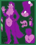  absurd_res anthro butt canid canine canis feet female fur genitals hi_res kingdraws mammal open_mouth pink_body pink_fur purple_body purple_fur pussy solo standing wolf 