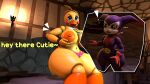  3d_(artwork) absurd_res animatronic anthro avian bandai_namco big_breasts bird breasts chica_(fnaf) chicken clothing curvy_figure digimon digimon_(species) digital_media_(artwork) duo female five_nights_at_freddy&#039;s flaccid galliform gallus_(genus) genitals girly gloves handwear hi_res holding_breast imp impmon larger_female machine male male/female panties penis phasianid robot scarf scottgames shocked size_difference smaller_male smile smirk soft_penis source_filmmaker sweetsourcefm thick_thighs underwear voluptuous wide_hips 