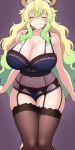  1girl ai-generated breasts closed_eyes closed_mouth horns kobayashi-san_chi_no_maidragon large_breasts lucoa_(maidragon) smile solo thighs underwear 