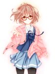 cardigan derivative_work glasses kuriyama_mirai kyoukai_no_kanata maki65 pink_cardigan school_uniform short_hair 