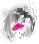  angel_wings dizzy_(guilty_gear) feathered_wings guilty_gear guilty_gear_x hair_ribbon hair_rings heart kinomin long_hair lowres nude partially_colored ribbon solo wings 