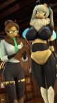  3d_(artwork) 4k 9:16 abby_(donglysfm) absurd_res antennae_(anatomy) anthro arthropod arthropod_abdomen bee big_breasts bloated breasts clipboard crown digital_media_(artwork) donglysfm duo eyewear female genitals glasses headgear hi_res hymenopteran insect kelli_(donglysfm) lidded_eyes neck_tuft necktie nipples nude pigtails pussy revamped_anthros size_difference source_filmmaker tuft wings 