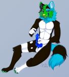  anthro bodily_fluids canid canine canis cum flirting genital_fluids hi_res hoccult male mammal masturbation solo solo_focus solo_in_panel wolf 