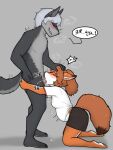  anthro balls blush bodily_fluids bottomwear brown_hair canid canine canis clothing cum cum_in_pussy cum_inflation cum_inside cumshot dialogue duo ejaculation erection eyes_closed fellatio female fluffy fluffy_tail fox fur genital_fluids genitals grey_body grey_fur grey_hair hair hi_res humanoid_genitalia humanoid_penis inflation kneeling korean_text male male/female mammal oral orange_body orange_fur penile penis ponytail sex shirt side_view skirt speech_bubble t-shirt tail text topwear wbnsfwfactory wolf 