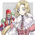  1boy 1girl bird blonde_hair blue_eyes castlevania castlevania:_rondo_of_blood character_request closed_mouth grel_(r6hgvu5) long_hair lowres maria_renard smile 