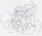  age_difference anthro canid canine celicia_(kitsune_youkai) clothed clothing family female firecat fox group hair hi_res julian_(kitsune_youkai) kit_(kitsune_youkai) kitsune_youkai male mammal older_female older_male tail younger_female younger_male 
