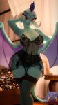  3d_(artwork) absurd_res anthro babydoll big_breasts blue_body blue_scales breasts clothing digital_media_(artwork) dragon female friendship_is_magic hasbro hi_res loveslove membrane_(anatomy) membranous_wings my_little_pony nightgown panties pose princess_ember_(mlp) scales solo underwear wide_hips wings 