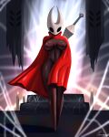 2023 4:5 anthro areola arthropod banner breasts candle cape clothing digital_media_(artwork) digital_painting_(artwork) exposed_breasts female hi_res hollow_knight horn hornet_(hollow_knight) insect lit_candle melee_weapon navel nipples paradoxing solo spider_web team_cherry thick_thighs weapon weapon_on_shoulder wide_hips 