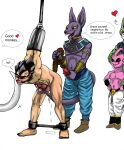  &lt;3 accessory alien alien_humanoid angry animal_genitalia animal_penis anthro anubian_jackal armor ball_gag bdsm beerus belt black_hair black_nose black_sclera blindfold blue_clothing blush bodily_fluids bondage bottomwear bottomwear_down bound bracers canid canine canis cell_(dragon_ball) clothed clothing cock_ring collar cross-popping_vein cum dialogue dragon_ball dragon_ball_super drooling ear_piercing erection feet feline_genitalia feline_penis footwear gag genital_fluids genitals green_body group hair hi_res humanoid jackal jewelry leaking leaking_cum literaturabdsm long_hair looking_at_another majin majin_buu male mammal masturbation muscular muscular_anthro muscular_humanoid muscular_male navel nude open_mouth pants pants_down partially_clothed pecs penis penis_accessory penis_jewelry piercing pink_body purple_body red_eyes saiyan saliva sex shoes simple_background smile snout speech_bubble standing standing_sex tail tickling tickling_genitalia tickling_penis topless topless_humanoid topless_male vegeta white_background white_body yellow_sclera 