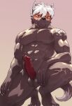  absurd_res balls burn_scar canid canine canis domestic_dog erection genitals hair hi_res lifewonders looking_at_viewer looking_down looking_down_at_viewer low-angle_view male mammal muscular muscular_male penis pitania4 scar solo tadatomo tokyo_afterschool_summoners vein veiny_penis white_hair yellow_sclera 