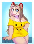  2023 5_fingers anthro bear blue_eyes breasts clothed clothing digital_media_(artwork) ei-ka eyebrows eyelashes female fingers hi_res mammal open_mouth smile teeth tongue 