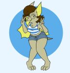  2019 3_toes 4_fingers anthro arm_tuft barefoot bat bat_ears bat_wings biped bottomwear breasts brown_hair cheek_tuft chest_tuft claws clothed clothed_anthro clothed_female clothing colored cutoffs denim denim_bottomwear denim_clothing digital_drawing_(artwork) digital_media_(artwork) digitigrade double_v_sign elbow_tuft eye_through_hair eyebrow_through_hair eyebrows eyelashes eyelashes_through_hair eyewear facial_tuft feet female female_anthro fingers freckles_on_shoulders fur gesture glasses hair hi_res kabula_(artist) maddy_(chokovit) mammal megabat membrane_(anatomy) membranous_wings midriff navel open_mouth pattern_clothing pattern_shirt pattern_tank_top pattern_topwear piercing pigeon_toed prick_ears round_glasses shirt shorts simple_background solo standing striped_clothing striped_shirt striped_tank_top striped_topwear stripes stud_piercing tail tan_body tan_ears tan_fur tan_tuft tank_top toe_claws toes tongue tongue_out tongue_piercing topwear translucent translucent_hair tuft v_sign white_background white_clothing winged_arms wings yellow_freckles yellow_inner_ear yellow_membrane yellow_nose yellow_tongue 