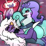  2_penises absurd_res alli_(alli_croc) allisin anthro big_breasts blush bodily_fluids breasts cowgirl_position dragon duo female female_penetrated feral from_front_position garchomp generation_4_pokemon generation_6_pokemon genitals gin_(silverzero) goodra hair hi_res internal long_hair male male/female multi_genitalia multi_penis nintendo nipples nude on_bottom on_top penetration penile penis pokemon pokemon_(species) sex simple_background smile thick_thighs vaginal vaginal_penetration 