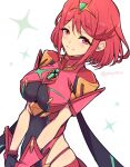  1girl breasts closed_mouth highres large_breasts looking_at_viewer mochimochi_(xseynao) red_eyes red_hair short_hair smile solo white_background xenoblade_chronicles_(series) xenoblade_chronicles_2 