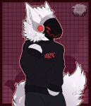  absurd_res anonymous_artist anthro archion clothing fluffy fluffy_ears fluffy_tail fur hi_res machine male paws protogen shy solo sweater tail topwear white_body white_fur 