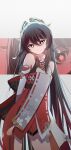  1girl absurdres brown_hair cosplay costume_switch flower-shaped_pupils genshin_impact hair_ornament highres hu_tao_(genshin_impact) long_hair looking_at_viewer qixia red_eyes simple_background symbol-shaped_pupils thighs white_background yae_miko 
