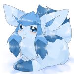  :3 ambiguous_gender blue_body blue_eyes blue_fur blush chiyosuke_masin eeveelution fur generation_4_pokemon glaceon nintendo pokemon pokemon_(species) simple_background sitting solo 