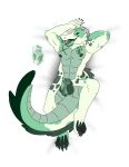  2023 absurd_res alligator alligatorid anthro arcadeafterdark balls body_pillow_design circumcised colored crocodilian dakimakura_design digital_media_(artwork) erection front_view genitals green_body green_skin hi_res hybrid looking_at_viewer male mock_(aad) nipples nude open_mouth penis reptile scalie simple_background smile solo tail teeth tongue 