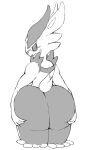 ambiguous_gender anthro big_butt biped blush butt butt_focus butt_grab butt_squish cinderace embarrassed generation_8_pokemon hand_on_butt hi_res huge_butt lagomorph leporid looking_at_viewer looking_back looking_back_at_viewer mammal monochrome nervous nintendo pokemon pokemon_(species) short_tail simple_background solo squish tail thick_thighs weirdduelist white_background wide_hips 