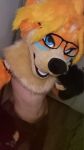  anthro canid canine clothing costume eyewear fox fursuit glasses hi_res iaian_luxo_fox male mammal shirtless solo 