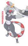  absurd_res andromorph anthro battle belly blade breasts domestic_cat expressions felid feline felis female georgesabertooth hi_res intersex mammal navel pinup pose rude selvia sexy_eyes solo tail 