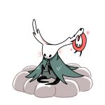  +++ 2girls arms_up arthropod_girl black_eyes black_skin blank_eyes blush blush_stickers bug cloak colored_skin commentary green_cloak hanging heart hollow_knight hollow_knight:_silksong hornet_(hollow_knight) horns huntress_(hollow_knight) multiple_girls red_cloak sakana_2-gou simple_background size_difference white_background white_horns 