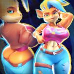  abs activision anthro big_butt blender_(software) bottomwear butt clothing crash_bandicoot_(series) denim denim_clothing female fur hi_res jeans midriff navel pants pirate_tawna sala3dart smile solo wide_hips 