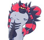  abs anonymous_artist anthro balls big_penis daddy_kink felid generation_7_pokemon genitals hand_on_butt incineroar invalid_tag lion male male/male mammal muscular muscular_anthro muscular_male nintendo nude pantherine pecs penis pokemon pokemon_(species) presenting red_body showing_penis shy tired 