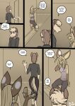  5_fingers anthro biped breasts canid canine clothed clothing cloves_(freckles) comic crossed_arms duo english_text equid equine female fennec fingers fox freckles_(artist) hair hooves horse male mammal open_mouth open_smile smile tail text 