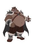  anthro armor bear brown_body cape clothing finnfox112198 hi_res laugh laught male male/male mammal overweight overweight_male pelts simple_background solo white_background 