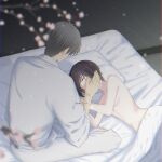  after_sex akigure1 bedroom breasts couple flat_chest fruits_basket highres nude sleeping small_breasts souma_akito souma_shigure tatami touching_another&#039;s_back 