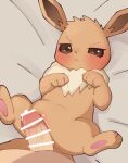  blush brown_body brown_eyes censored disembodied_penis duo eevee female feral generation_1_pokemon genitals hi_res himimi human looking_at_viewer male male/female mammal nintendo pawpads paws penis pokemon pokemon_(species) pussy spread_legs spreading 