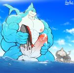  2_penises 5_fingers abs anthro balls biceps big_penis black_and_white_body black_sclera blue_body boat bodily_fluids cetacean character_in_background city countershade_torso countershading cum cum_on_hand cum_on_penis darkai diphallism dolphin dorsal_fin duo erection fin fingers fish genital_fluids genitals glans glistening glistening_body hi_res holding_boat holding_penis horizontal_diphallism huge_penis kneeling leaking_cum looking_at_another looking_at_genitalia looking_at_own_penis looking_at_penis looking_at_self looking_down looking_down_at_penis macro male male_penetrating male_penetrating_object mammal marine masturbation multi_genitalia multi_penis muscular muscular_anthro muscular_male muscular_thighs nipples object_penetrated object_penetration oceanic_dolphin on_one_knee orca partially_submerged pecs penetration penile penile_masturbation penile_penetration penis shark solo_focus tail toothed_whale vehicle vein veiny_muscles veiny_penis watercraft 