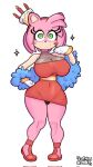  accessory amy_rose anthro big_breasts bracelet breasts cleavage clothed clothing dress elrincondeamber eulipotyphlan female footwear fully_clothed fur gloves green_eyes hair_accessory hairband handwear hedgehog hi_res jewelry mammal navel pink_body pink_fur sega shoes solo sonic_the_hedgehog_(series) thick_thighs translucent underwear 