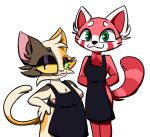  ailurid anthro apron apron_only body_hair breasts chest_hair clothing domestic_cat duo exposed_breasts eyeshadow felid feline felis female female/female makeup mammal mostly_nude nipple_slip nipples red_panda roomwithavoid waiter 