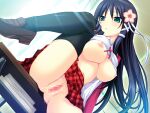  1girl ass breasts clothes_lift haruno_sakura_(stellula_eques) kneehighs leg_up non-web_source pussy pussy_juice school_uniform skirt skirt_lift socks solo spread_legs stellula_eques 