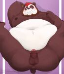  2023 96panda anthro balls bear beard belly big_belly erection facial_hair genitals giant_panda hi_res kemono male mammal moobs navel nipples obese obese_male overweight overweight_male penis small_penis solo 
