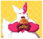  ambiguous_gender anthro burger eating feral food generation_3_pokemon hi_res nintendo pekozan pokemon pokemon_(species) solo zangoose 