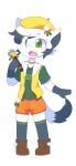  2019 ambiguous_gender anthro bangs biped black_body black_ears black_fur black_hair black_tail blush blush_lines brown_clothing clothing domestic_cat ear_markings fangs felid feline felis fur fur_markings gloves_(marking) green_clothing green_eyes hair hat headgear headwear highlights_(coloring) holding_microphone holding_object mammal markings microphone model_sheet multicolored_body multicolored_ears multicolored_fur multicolored_hair open_mouth orange_clothing paws solo tail tail_markings teeth tongue topwear two_tone_body two_tone_ears two_tone_fur two_tone_hair two_tone_tail white_body white_clothing white_ears white_fur white_hair white_tail wildflower_(yonkagor) yellow_clothing yonkagor yonkagor_(copyright) 