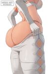  1girl ass ass_focus bra breasts elbow_gloves genshin_impact gloves jean_(genshin_impact) large_breasts lower_body mirai_hikari pants solo thighs tight_clothes tight_pants underwear white_background white_bra white_gloves white_pants 