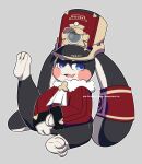  alien anthro blue_eyes clothing conductor_hat honkai:_star_rail lagomorph leporid long_ears male mammal mihoyo mousesix one_foot_up pom-pom_(honkai:_star_rail) rabbit red_clothing solo 