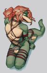  anthro balls bdsm bondage bound chastity_cage chastity_device flaccid genitals hair hi_res male mightynsfw_(artist) penis red_hair restraints rope rope_bondage rope_harness solo solo_focus 